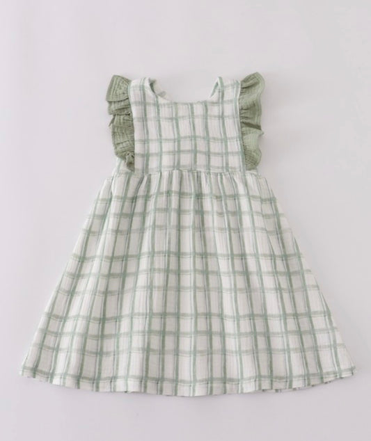 Green Ruffle Plaid Dress