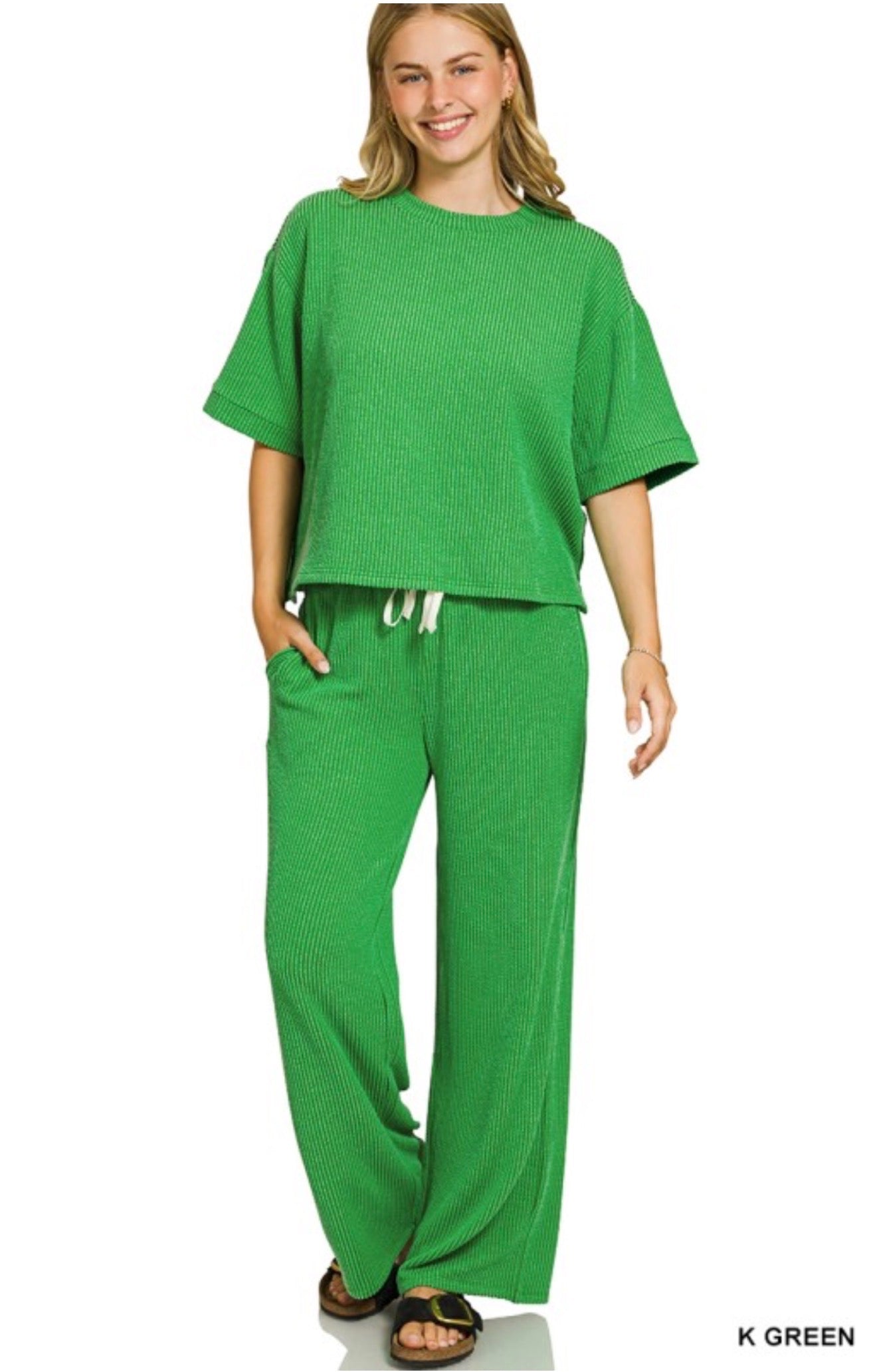Green Ribbed Set