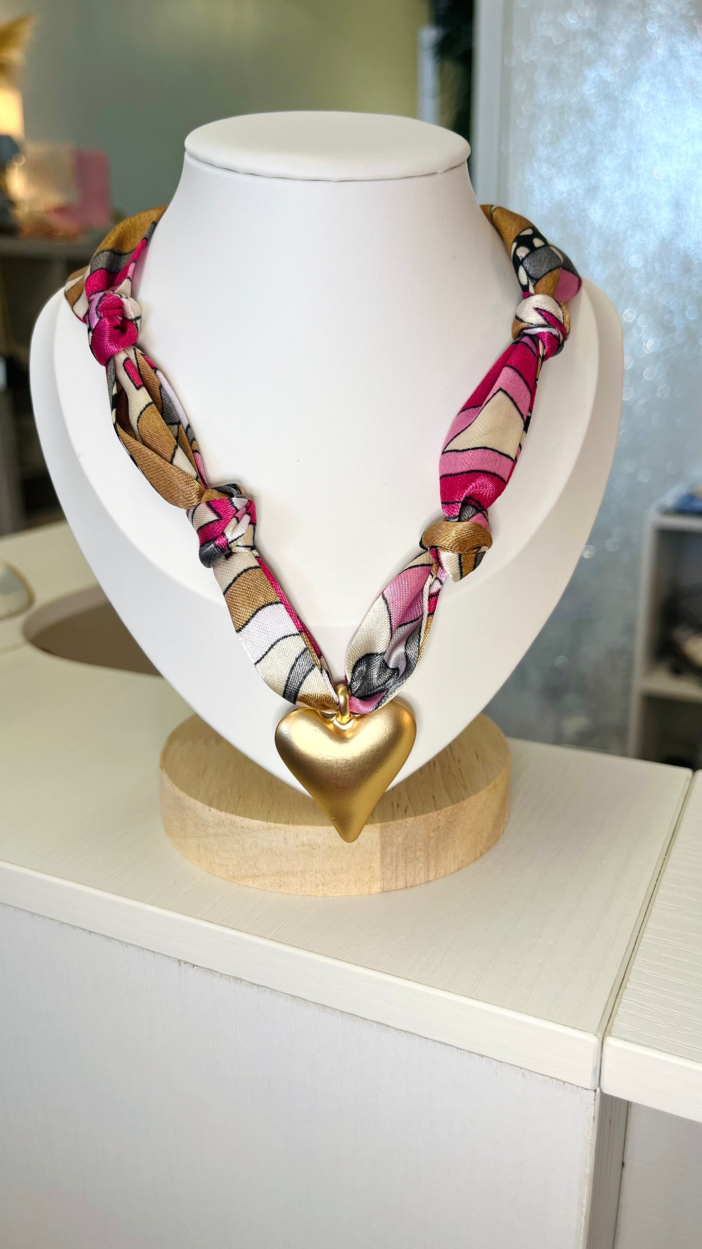 Colorful Heart Scarf Necklace