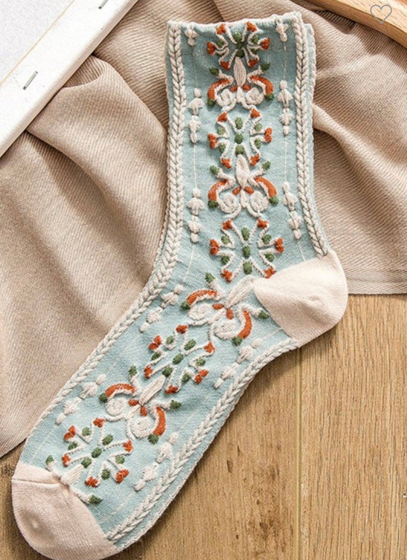 Blue & Beige Trimmed Socks