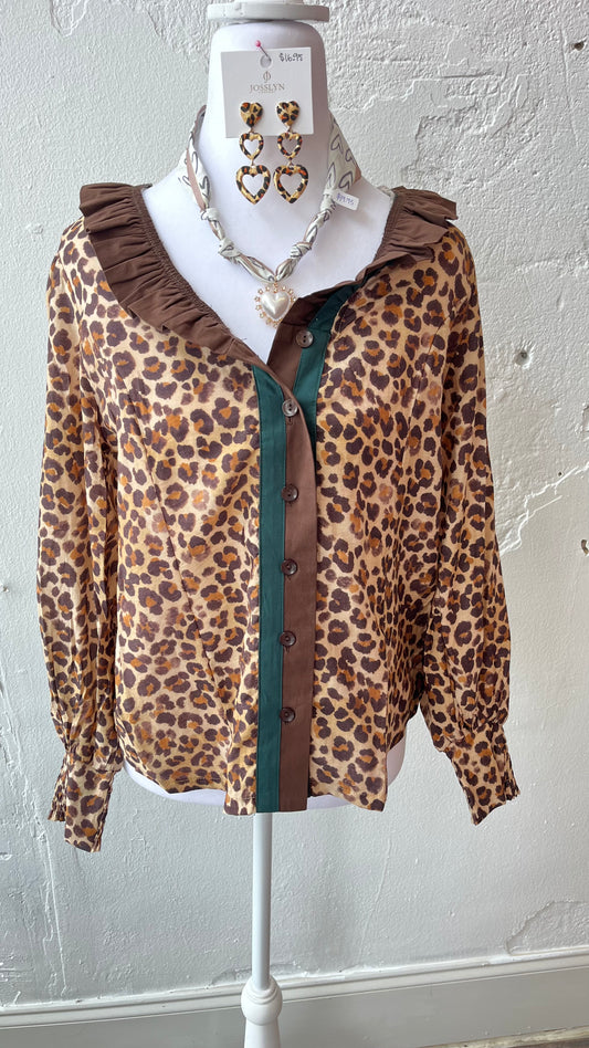 Ruffle Leopard Print Top