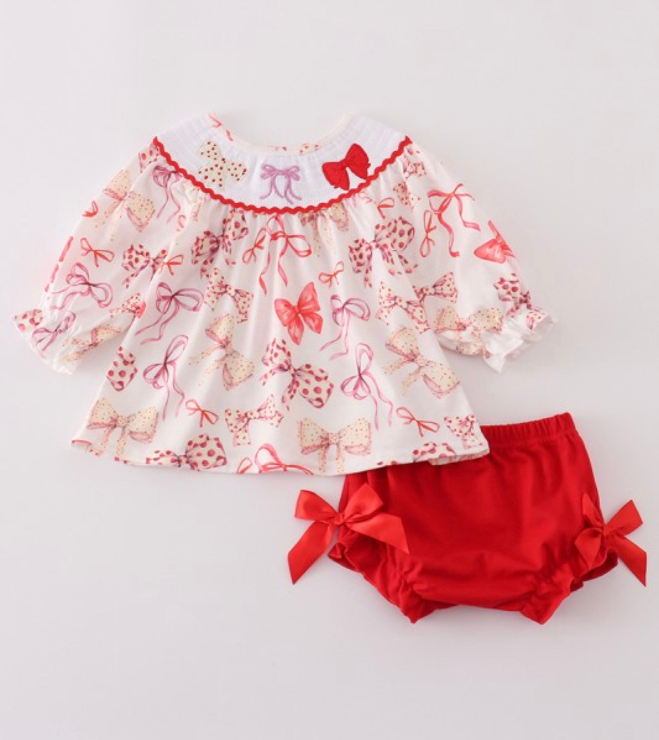 Pink & Red Bow Two Piece Outfit