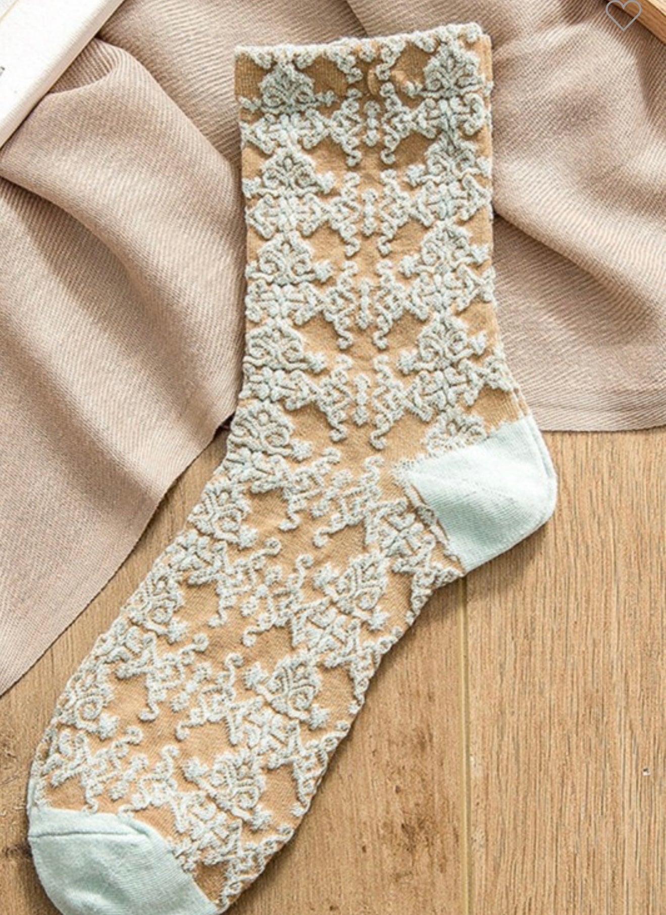 Brown & Blue Floral Socks
