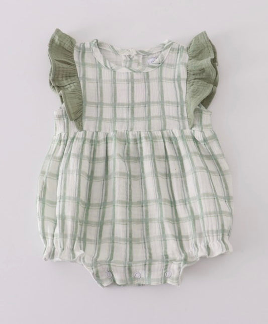 Green Plaid Ruffle Bubble
