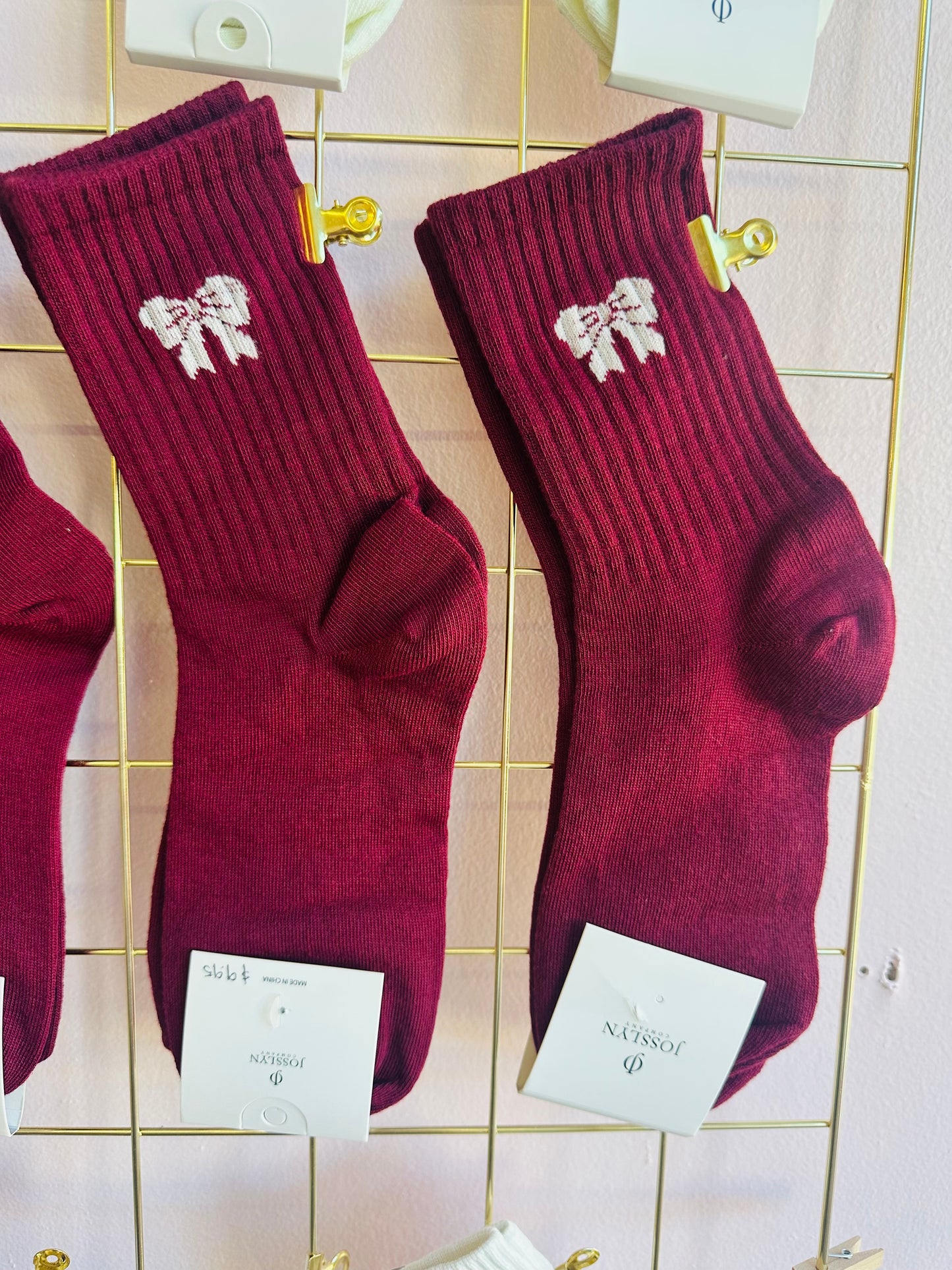 Bow Socks( Maroon & White available)