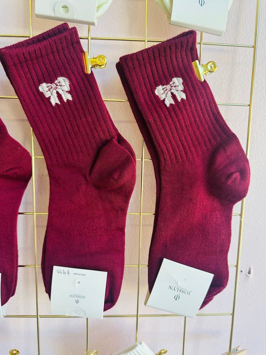 Bow Socks( Maroon & White available)