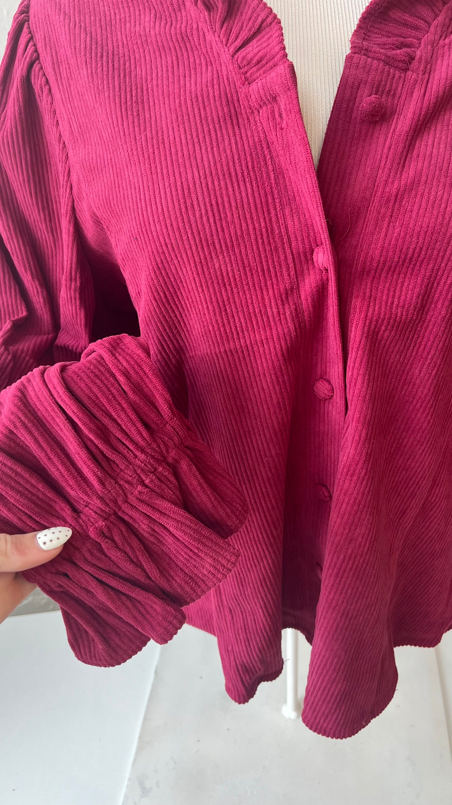Ruffle Corduroy Top