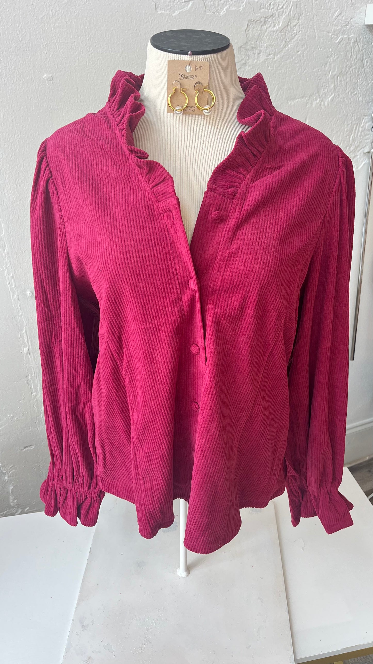 Ruffle Corduroy Top