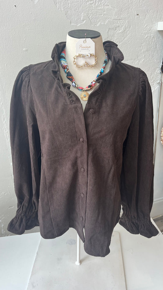 Ruffle Corduroy Top