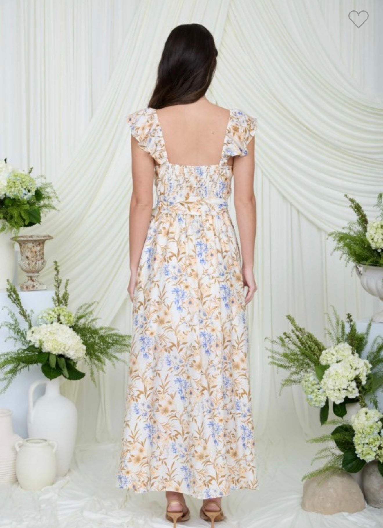 Floral Waist Tie Maxi Dress