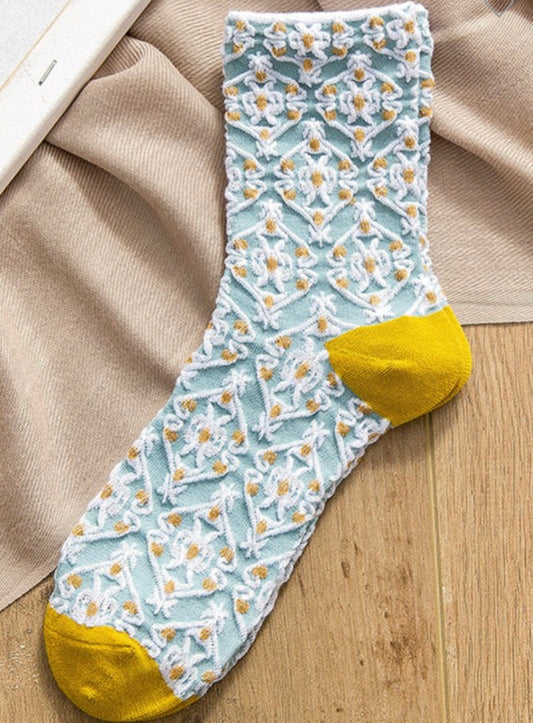 Blue & Yellow Floral Socks