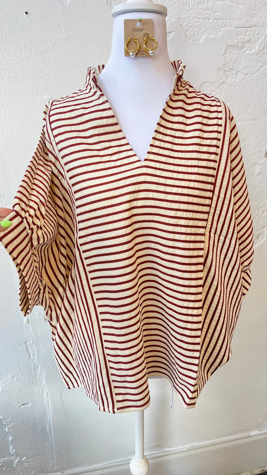 Maroon Striped Top