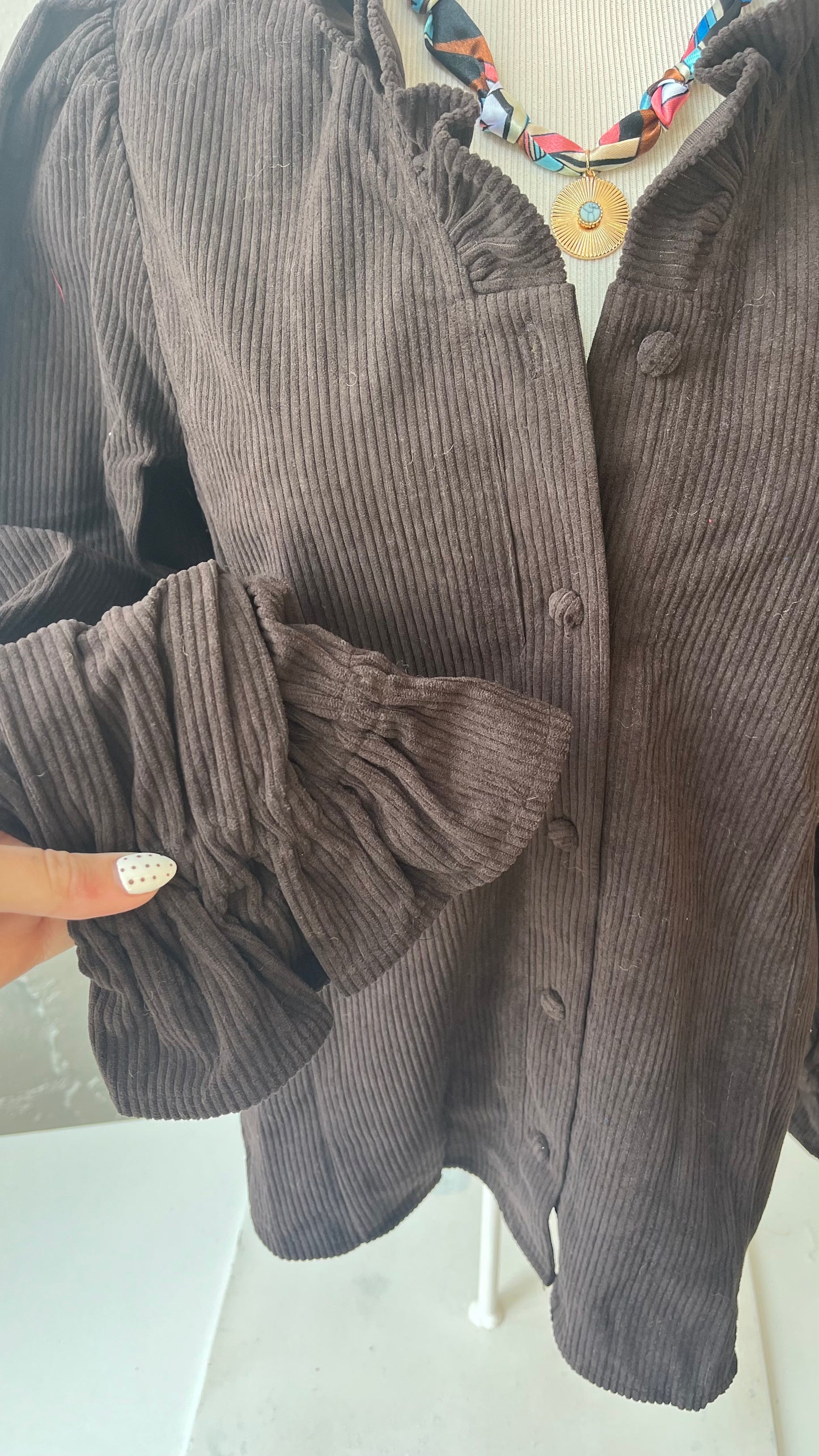 Ruffle Corduroy Top