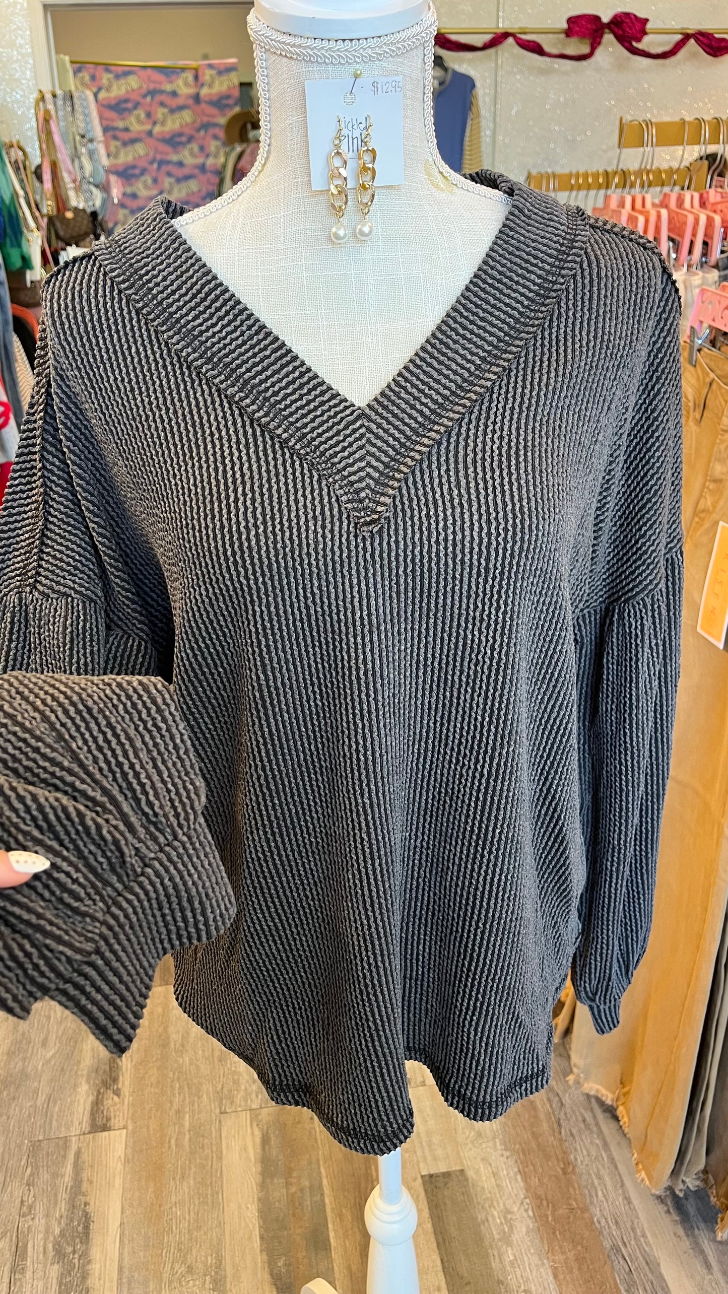 V Neck Ribbed Tops