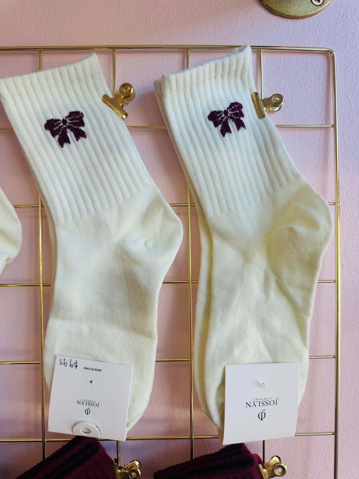 Bow Socks( Maroon & White available)