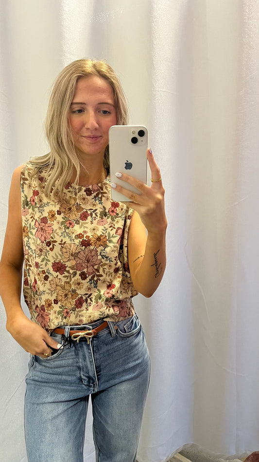 Flower Button Up Vest