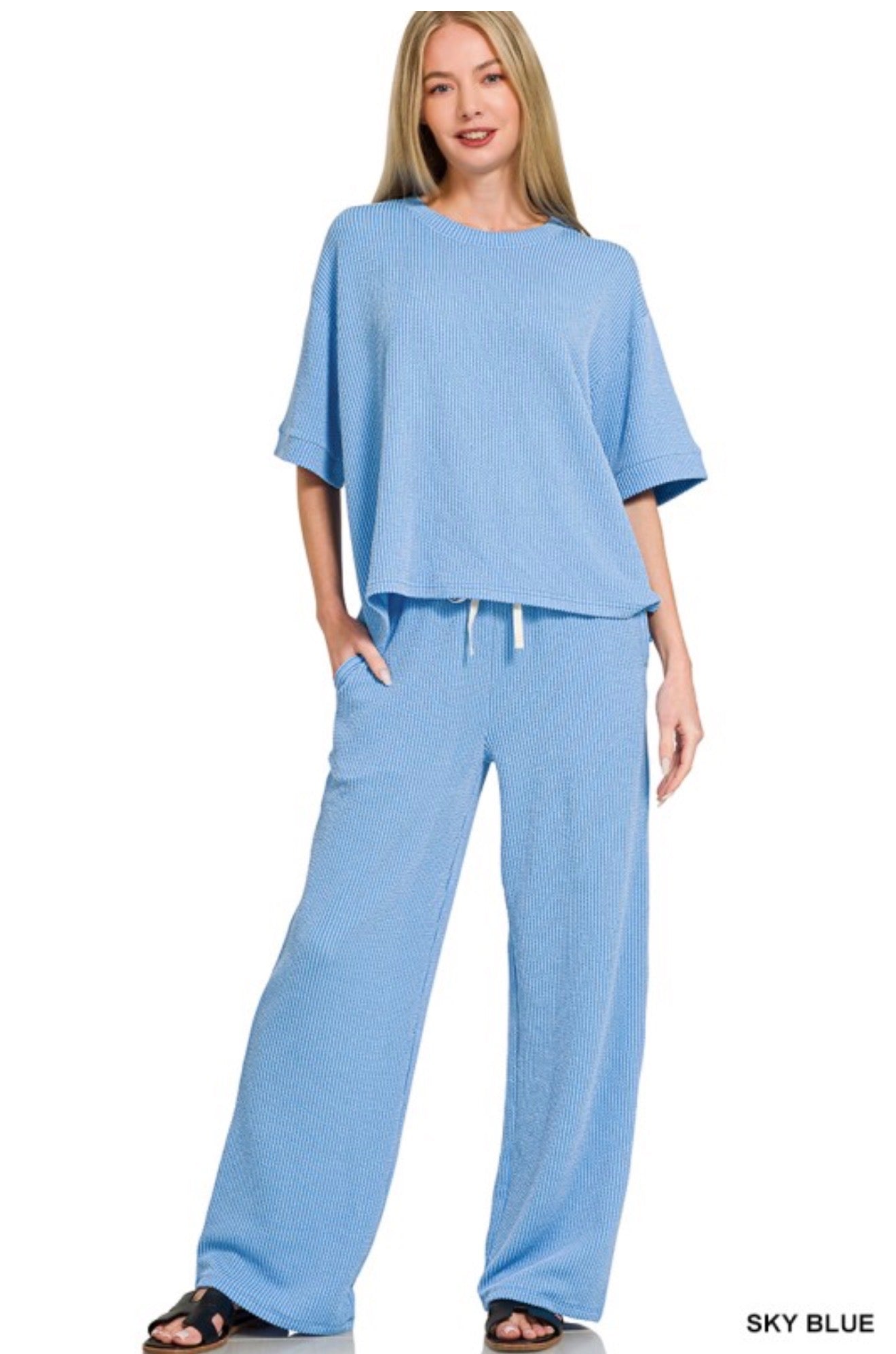 Blue Ribbed Set