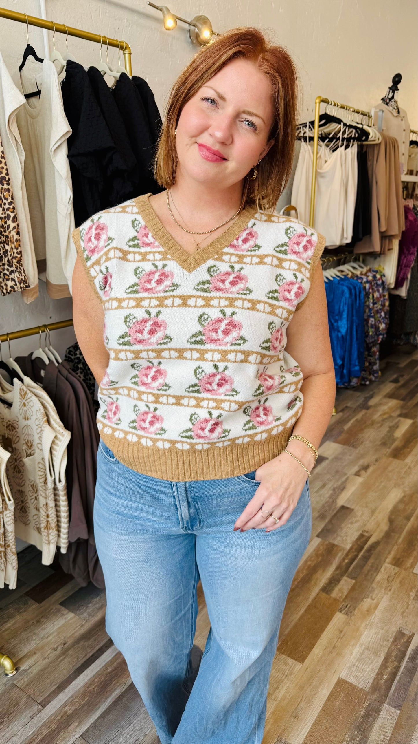 Rose Vest Sweater Top