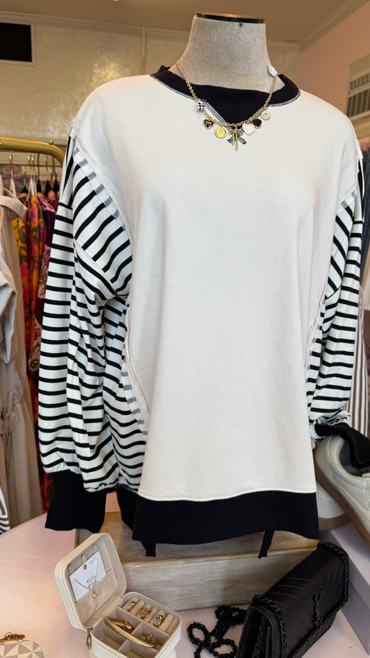 Black & White Striped Sweatshirt